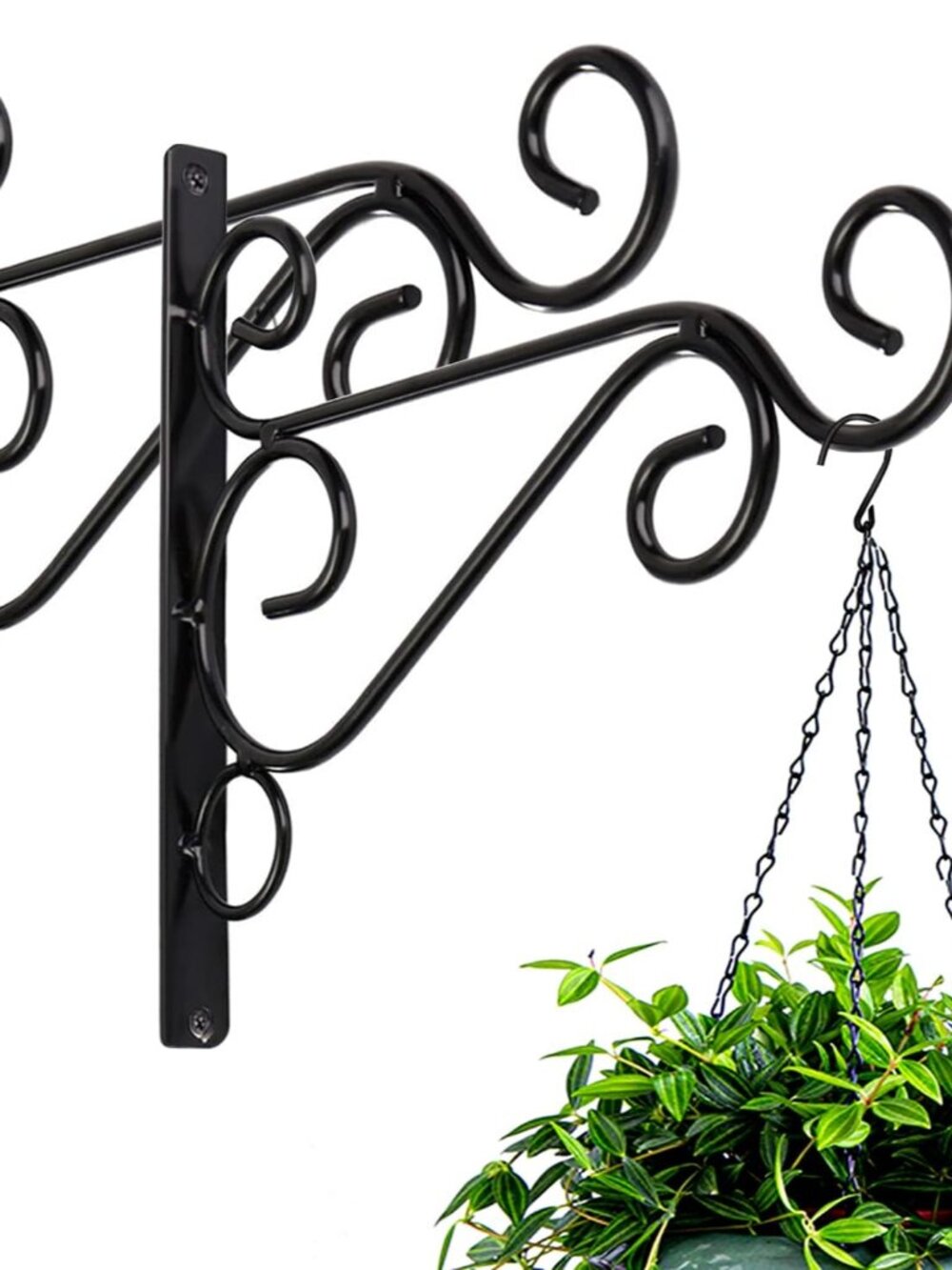 Pack of 2 Black Iron Outdoor Hanging Brackets Wall Hooks for Bird Feeder Lantern